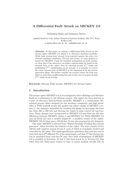 A Differential Fault Attack on MICKEY