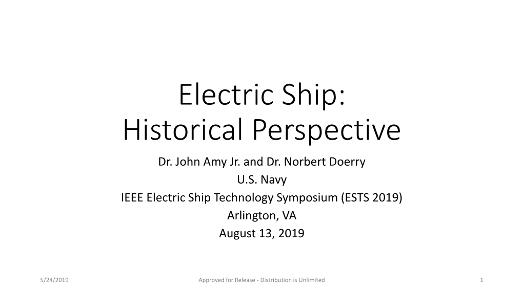 Electric Ship: Historical Perspective Dr