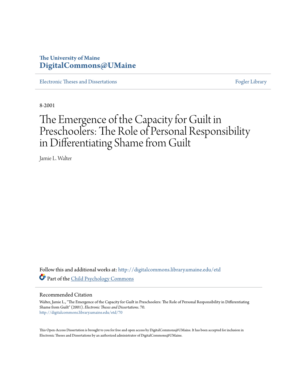 The Role of Personal Responsibility in Differentiating Shame from Guilt Jamie L