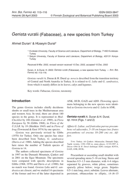 Genista Vuralii (Fabaceae), a New Species from Turkey