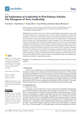 An Exploration of Leadership in Post-Primary Schools: the Emergence of Toxic Leadership