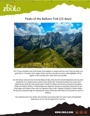 Peaks of the Balkans Trek (12-Days)