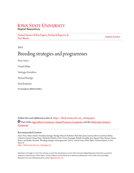 Breeding Strategies and Programmes Peter Amer
