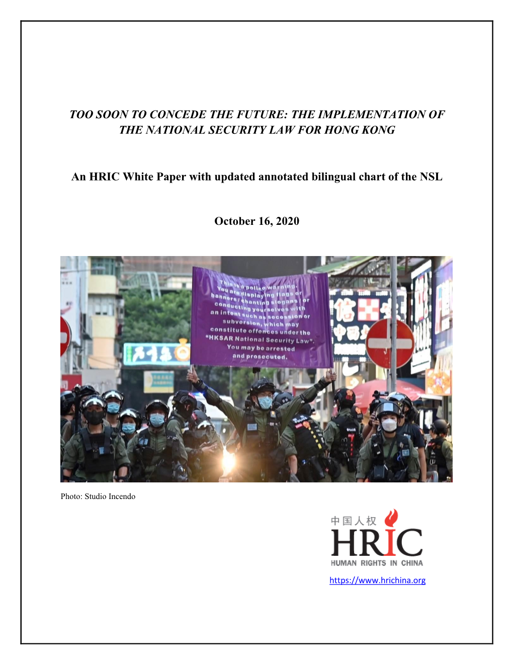 The Implementation of the National Security Law for Hong Kong