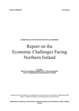 First Report on the Economic Challenges Facing Northern Ireland