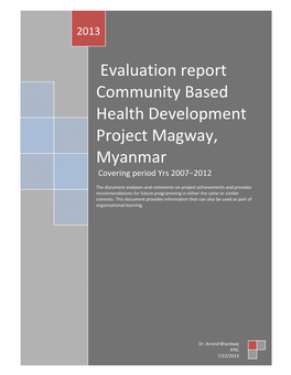 Evaluation Report Community Based Health Development Project