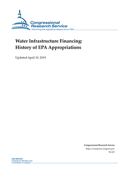 Water Infrastructure Financing: History of EPA Appropriations