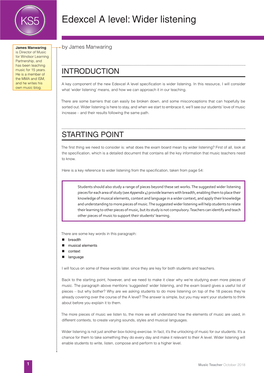 Edexcel a Level: Wider Listening