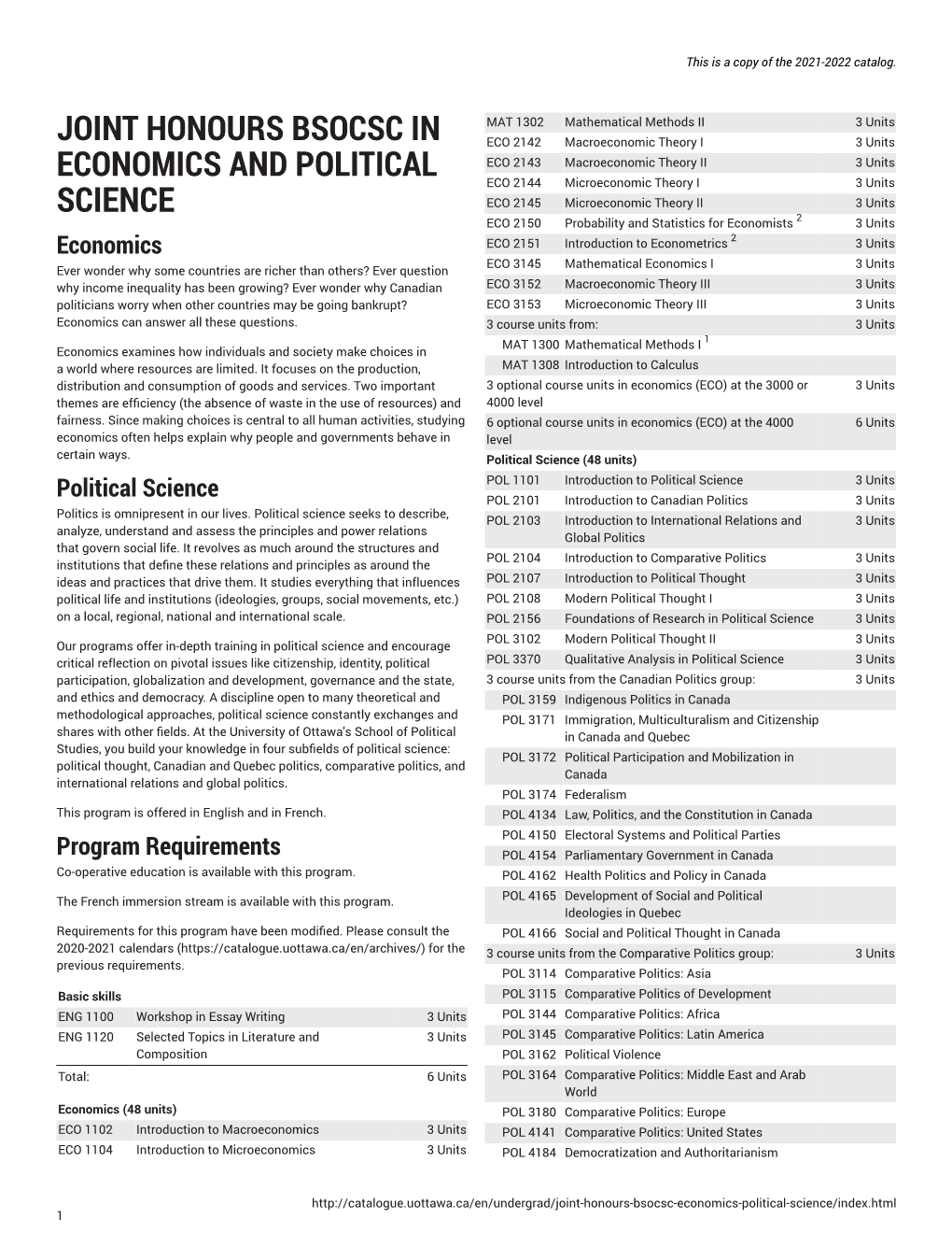 Joint Honours Bsocsc in Economics and Political Science