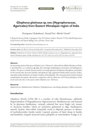Gliophorus Glutinosus Sp. Nov. (Hygrophoraceae, Agaricales) from Eastern Himalayan Region of India