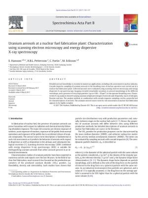 Uranium Aerosols at a Nuclear Fuel Fabrication Plant: Characterization Using Scanning Electron Microscopy and Energy Dispersive X-Ray Spectroscopy