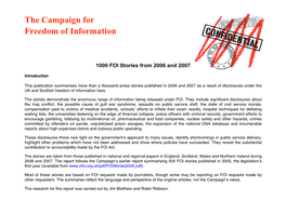 1000 FOI Stories from 2006 and 2007