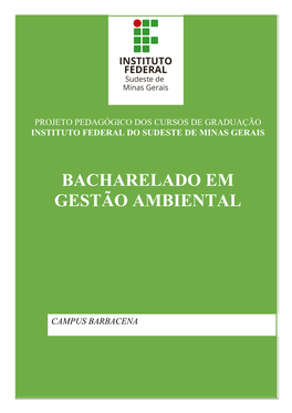BACHARELADO EM GESTÃO AMBIENTAL Campus Barbacena