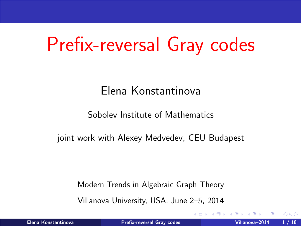 Prefix-Reversal Gray Codes