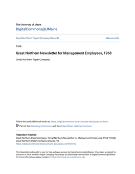Great Northern Newsletter for Management Employees, 1968