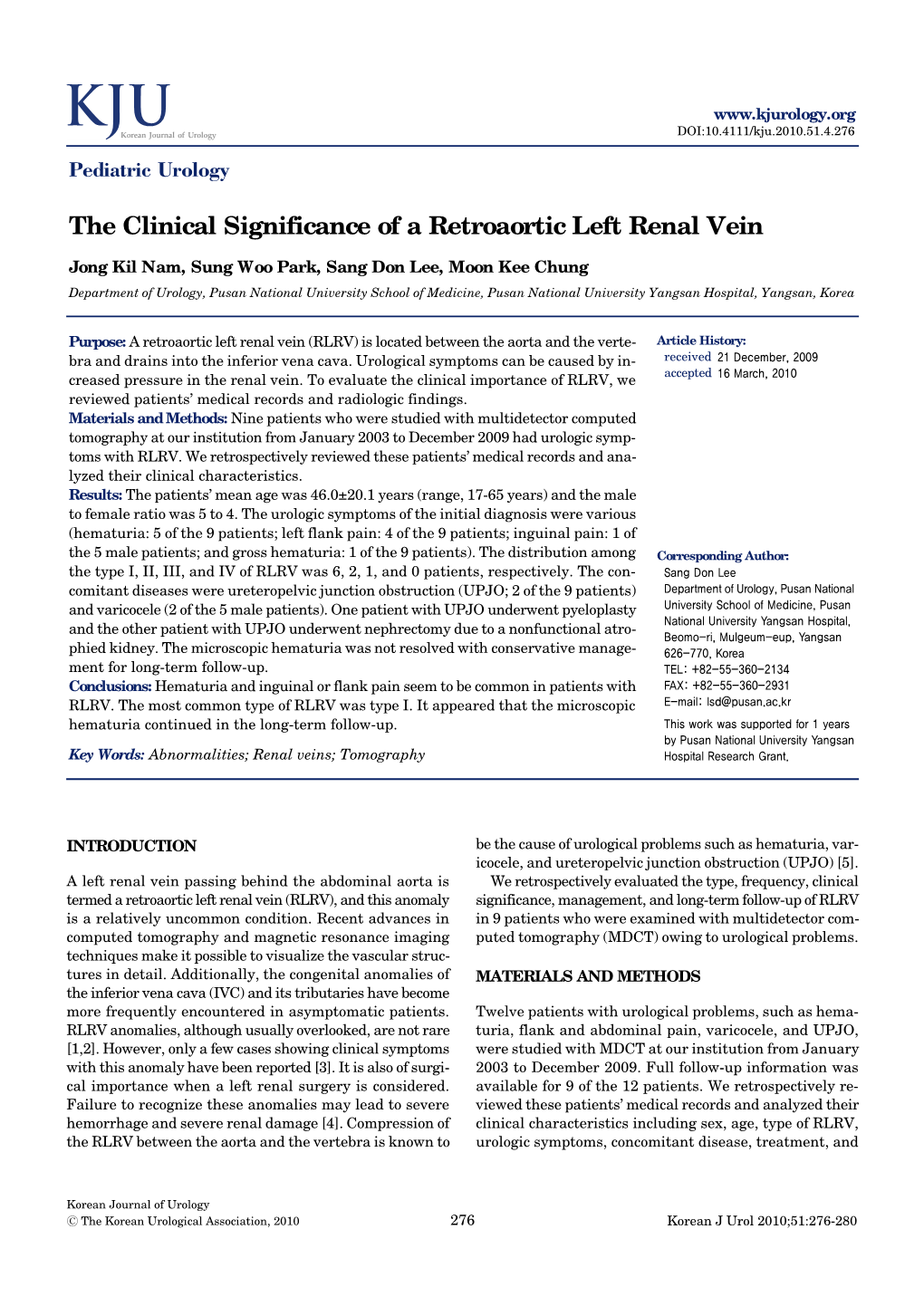 The Clinical Significance of a Retroaortic Left Renal Vein