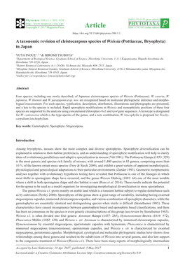 A Taxonomic Revision of Cleistocarpous Species of Weissia (Pottiaceae, Bryophyta) in Japan