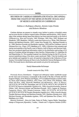 Records of Caridean Shrimps (Crustacea: Decapoda) from the Coasts of the Mexican Pacific Ocean, Gulf of Memco and Mexican Caribbean