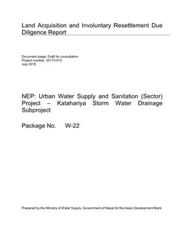 Katahariya Storm Water Drainage Subproject (Package No. W-22)