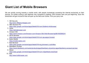 Giant List of Mobile Browsers