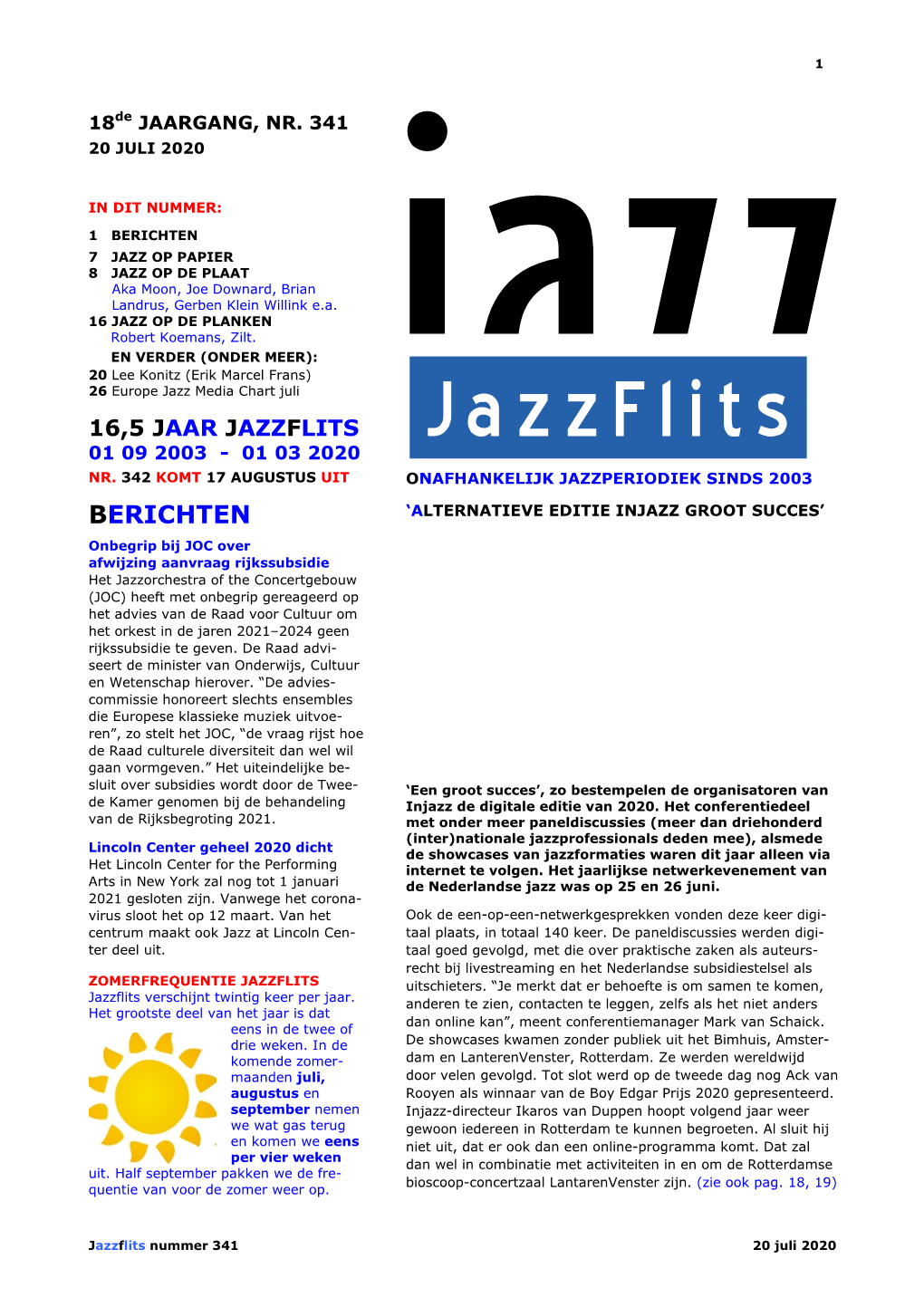 Jazzflits 01 09 2003 - 01 03 2020