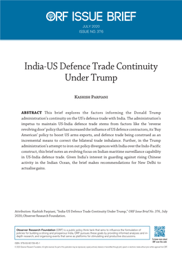 India-US Defence Trade Continuity Under Trump