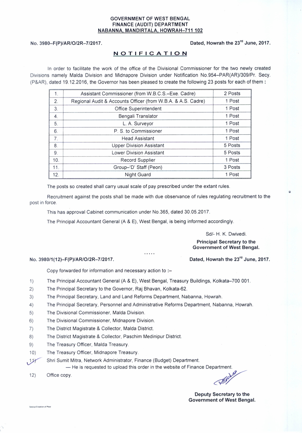 GOVERNMENT of WEST BENGAL FINANCE (AUDIT) DEPARTMENT NABANNA ...