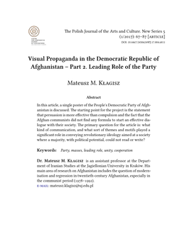 Visual Propaganda in the Democratic Republic of Afghanistan – Part 2
