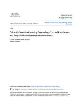 Culturally Sensitive Parenting Counseling, Corporal Punishment, and Early Childhood Development in Grenada