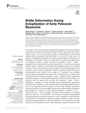 Brittle Deformation During Eclogitization of Early Paleozoic Blueschist