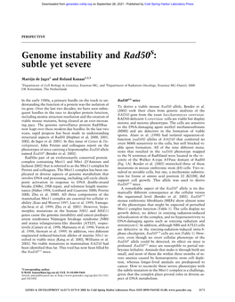 Genome Instability and Rad50s: Subtle Yet Severe
