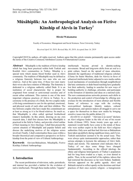 An Anthropological Analysis on Fictive Kinship of Alevis in Turkeyi