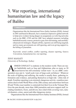 3. War Reporting, International Humanitarian Law and the Legacy of Balibo