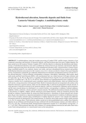 Hydrothermal Alteration, Fumarolic Deposits and Fluids from Lastarria Volcanic Complex: a Multidisciplinary Study