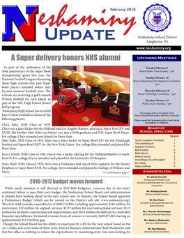 A Super Delivery Honors NHS Alumni Upcoming Meetings