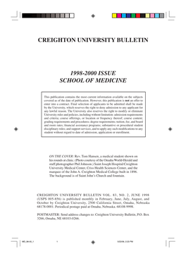 Creighton University Bulletin 1998-2000 Issue School Of