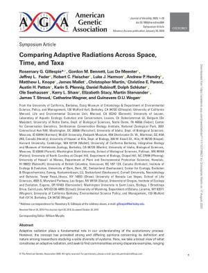 Comparing Adaptive Radiations Across Space