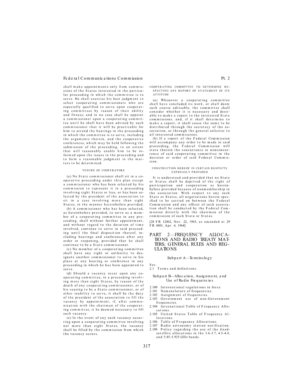 317 Part 2—Frequency Alloca- Tions and Radio