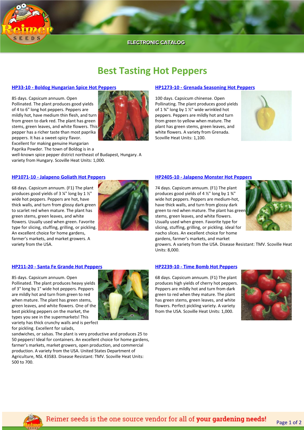 Reimer Seeds Catalog