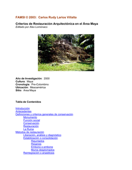 Criterios De Restauración Arquitectónica En El Área Maya Editado Por Alex Lomónaco
