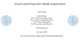 Visual Learning with Weak Supervision