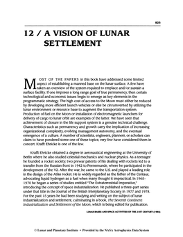 12 / a Vision of Lunar Settlement