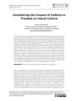 Considering the Impact of Indians in Trinidad on Visual Culture