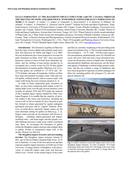 Gully Formation at the Haughton Impact Structure (Arctic Canada) Through the Melting of Snow and Ground Ice, with Implications for Gully Formation on Mars