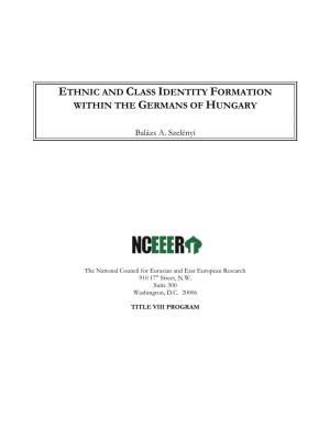 Ethnic and Class Identity Formation Within the Germans of Hungary