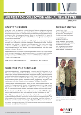 Afi Research Collection Annual Newsletter 2009/2010