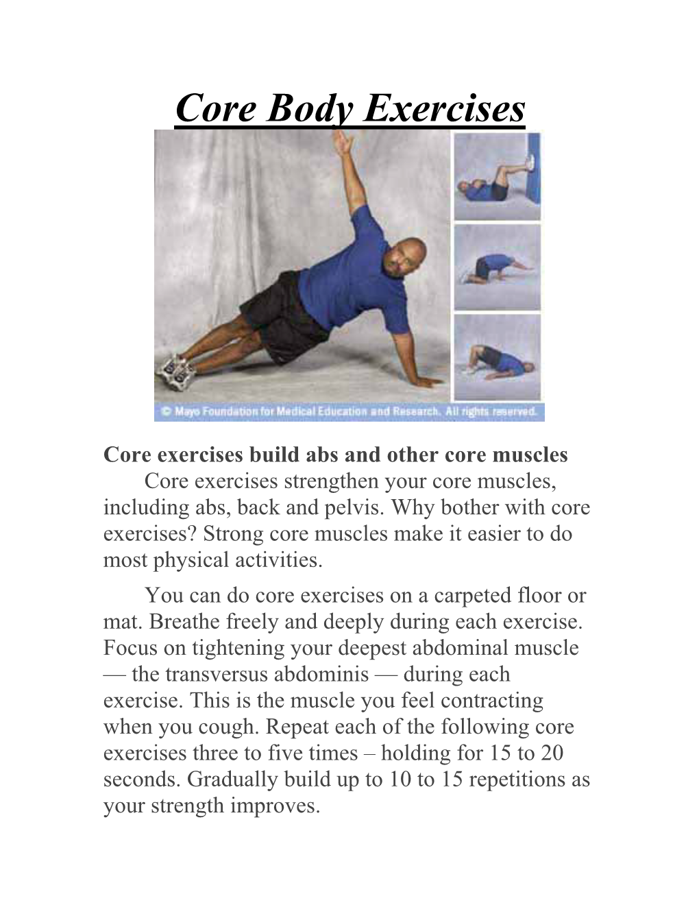 Core Body Exercises