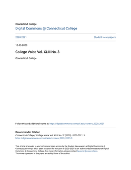 College Voice Vol. XLIII No. 3