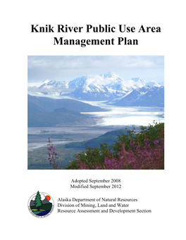 Knik River Public Use Area Management Plan