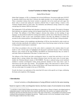 Silver-Swartz 1 Lexical Variation in Italian Sign Language1 Amira